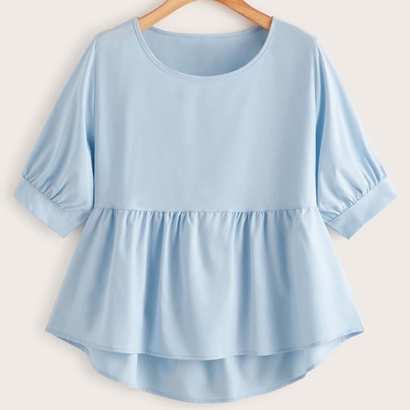 Baby blue high low babydoll blouse SHEIN - Picture 1 of 4